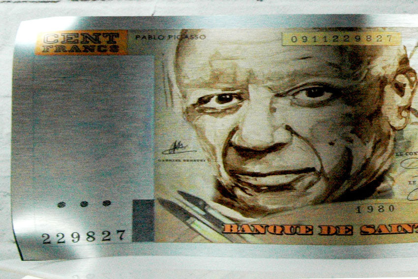Sculpture 100 Francs alu brossé