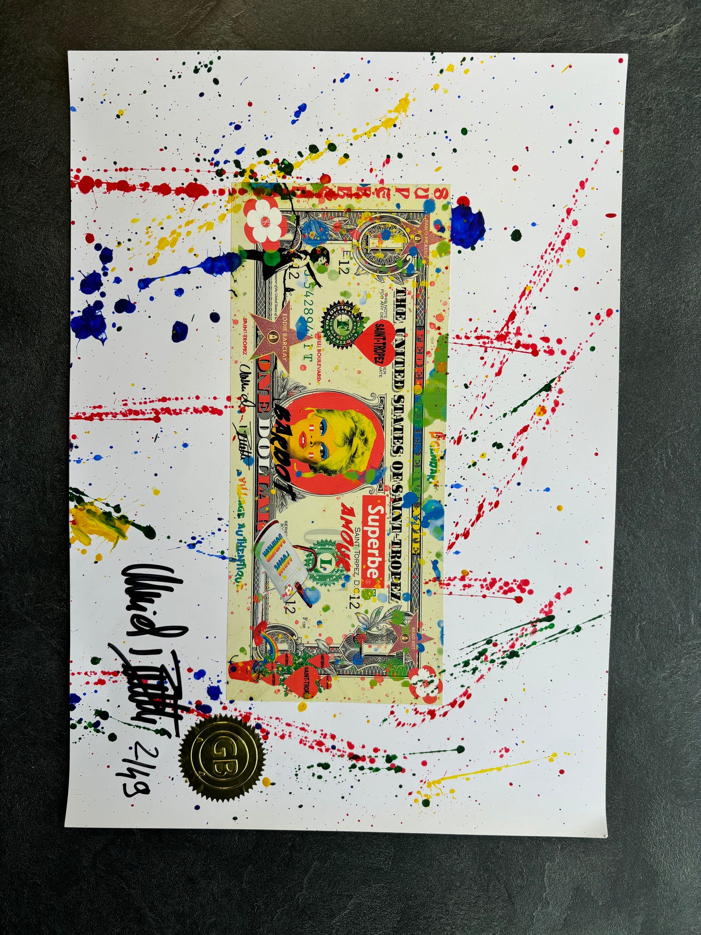 Lithographie Dollar BB explosif